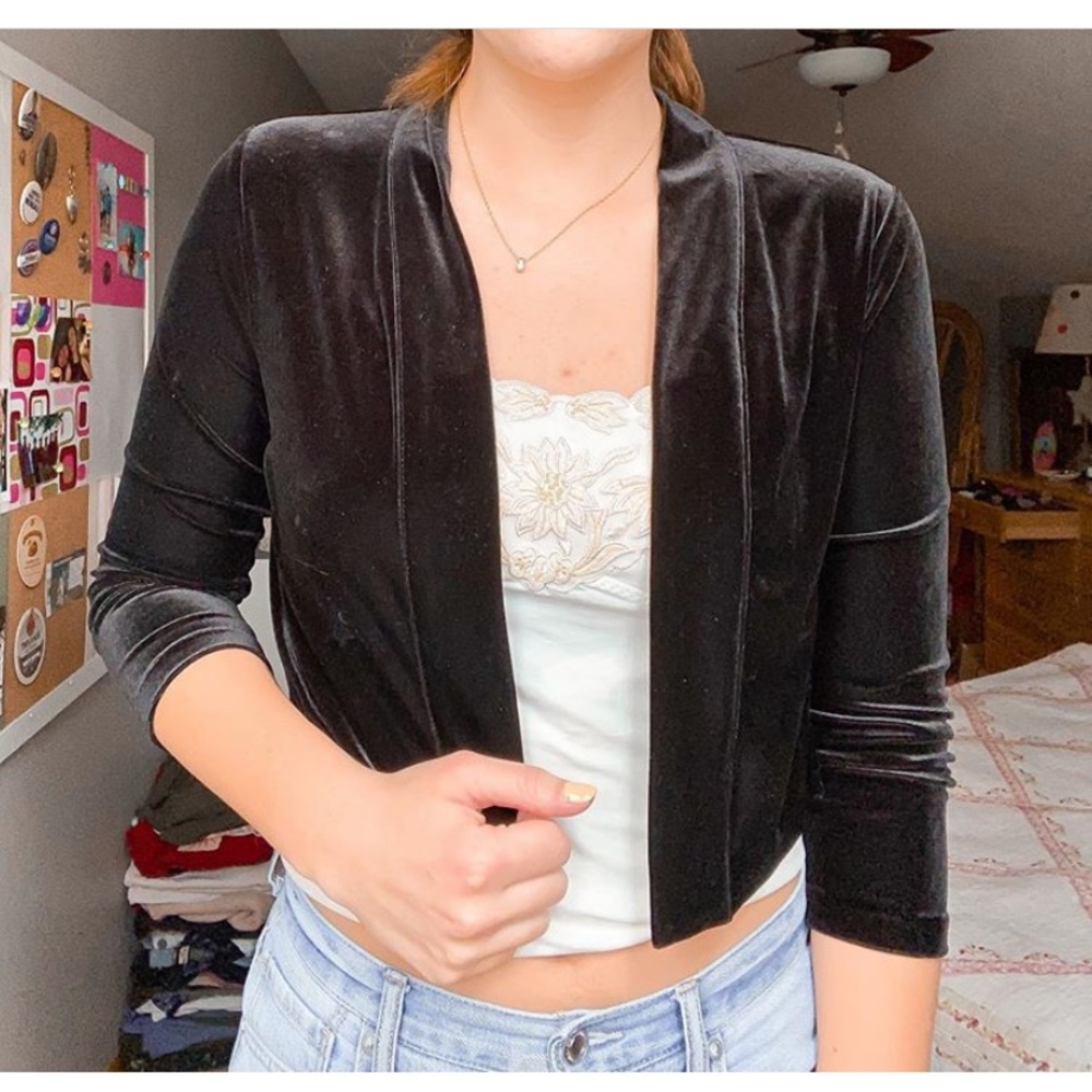 Calvin Klein velvet cropped cardigan/cover up